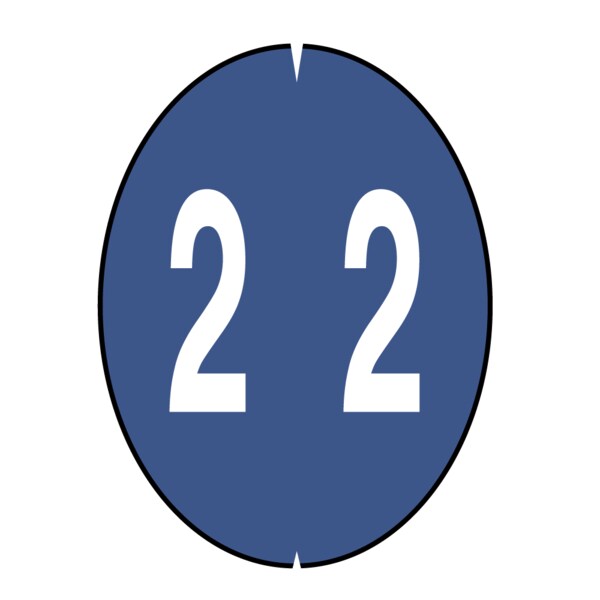 Nevs Filing Labels - Large - Number 2 1-1/4" x 1-1/8" Blue XN-OVAL 2 - main